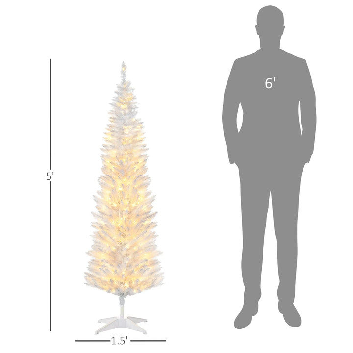 Small white pencil tree with warm lights