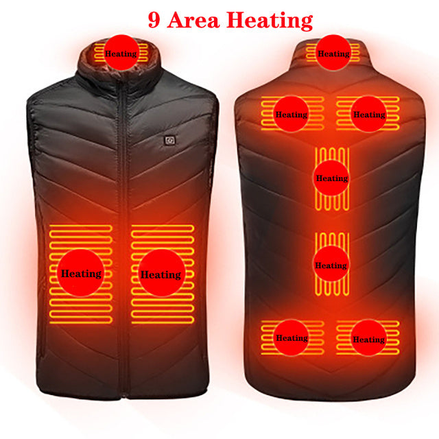 USB Heated Gilet – Washable with 2, 4, 8 or 9 Heat Zones
