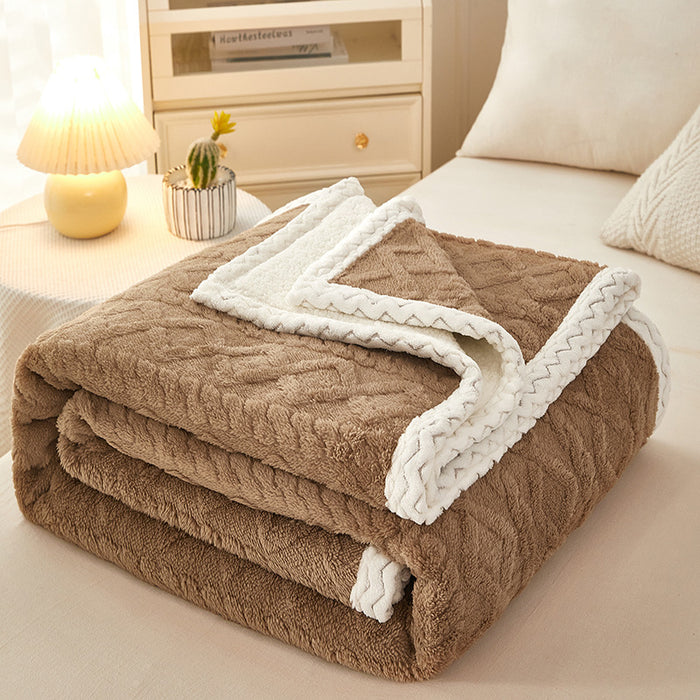 Warmfell Double-Layer Coral Fleece Blanket with Sherpa Reverse