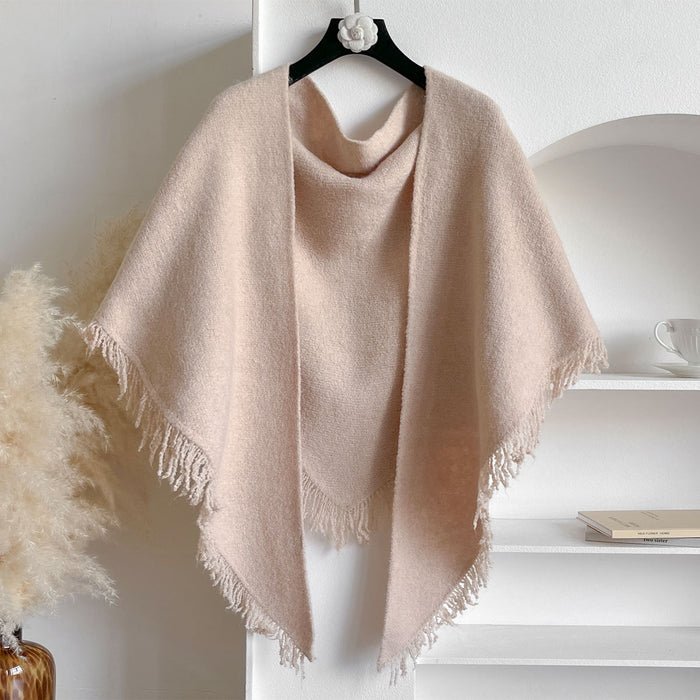 Warmfell Fringed Knit Scarf and Shoulder Wrap, 180 x 60 cm