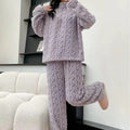 Pink coral fleece half zip pyjama set