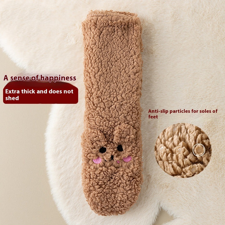 Winter Velvet Floor Socks For Women, Thick Coral Velvet, Free Size