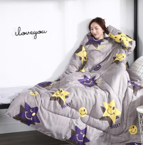 Winter Lazy Quilt with Sleeves, Wearable Blanket for Bed