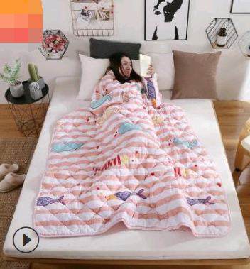 Winter Lazy Quilt with Sleeves, Wearable Blanket for Bed