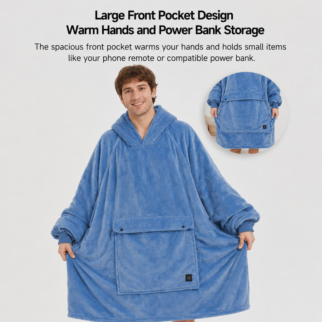 Warmfell™ USB Heated Blanket Hoodie with 3-Zone Thick Flannel Warmth