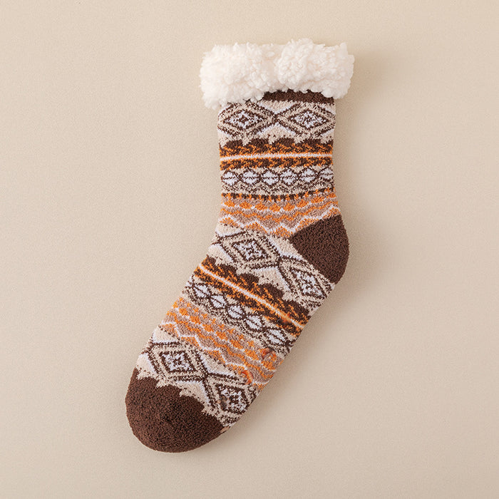 Warmfell Nordic Pattern Lounge Socks with Grip Sole