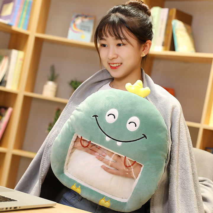 Plush Animal Hand Warmer Pillow With Blanket Inside