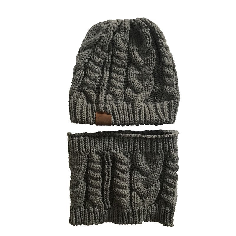 Women's Knitted Hat With Ring Scarf Set, Windproof Balaclava