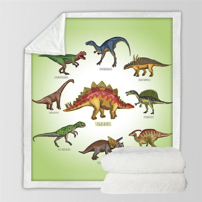 Warmfell Kids' dinosaur blanket with a fluffy sherpa back