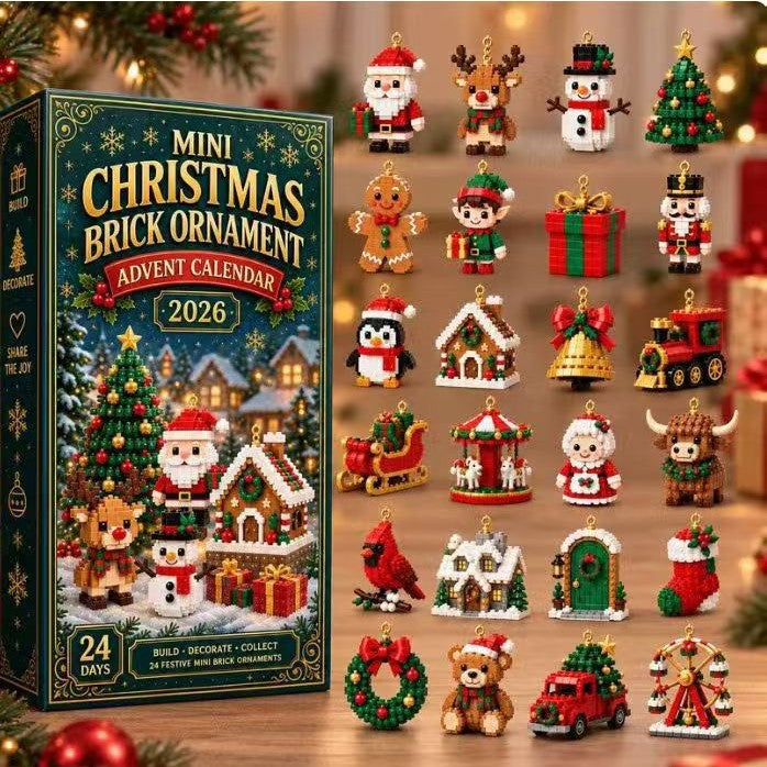 Brick advent calendar with mini ornaments