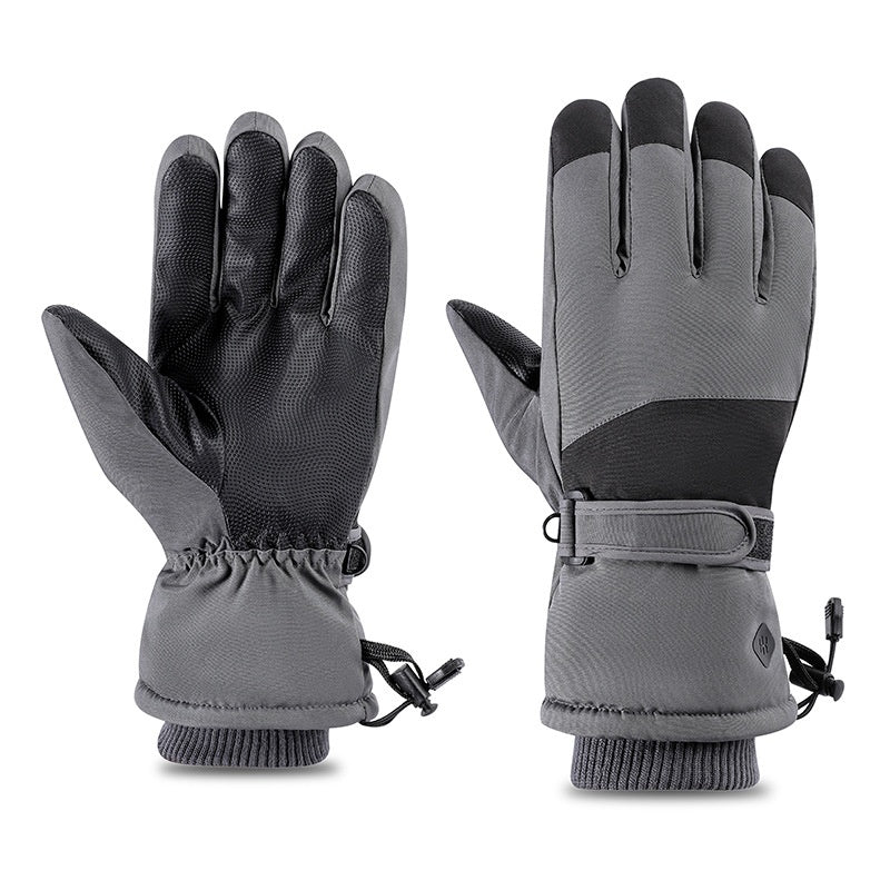 Black ski gloves with touchscreen fingers