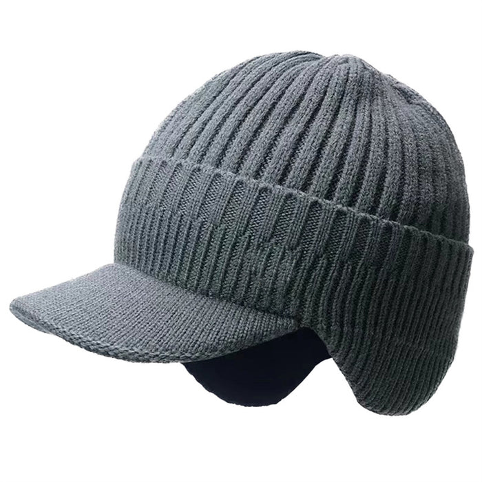 Warmfell Mens Peaked Beanie with Fold Down Ear Flaps