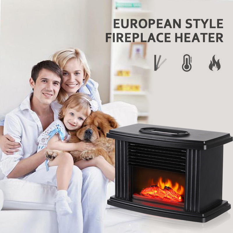 European Style Electric Fireplace Heater With LED Flame And Remote
