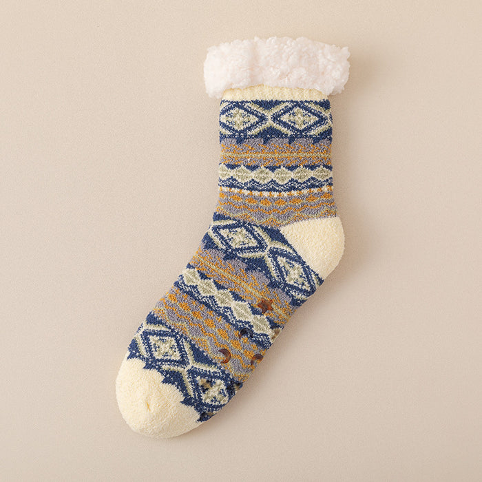 Warmfell Nordic Pattern Lounge Socks with Grip Sole