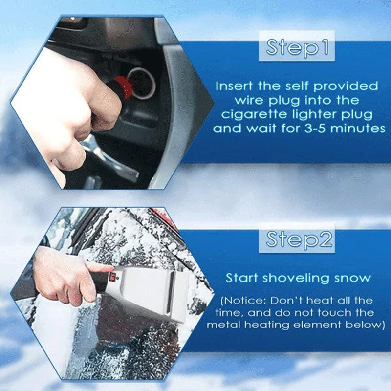 Warmfell™ 12V Heated Snow and Ice Scraper with Anti-Scratch Squeegee