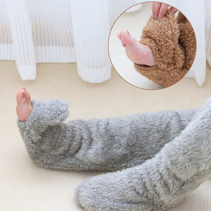 Warmfell™ Fluffy Long Knee Warmer Socks with Open-Toe Design