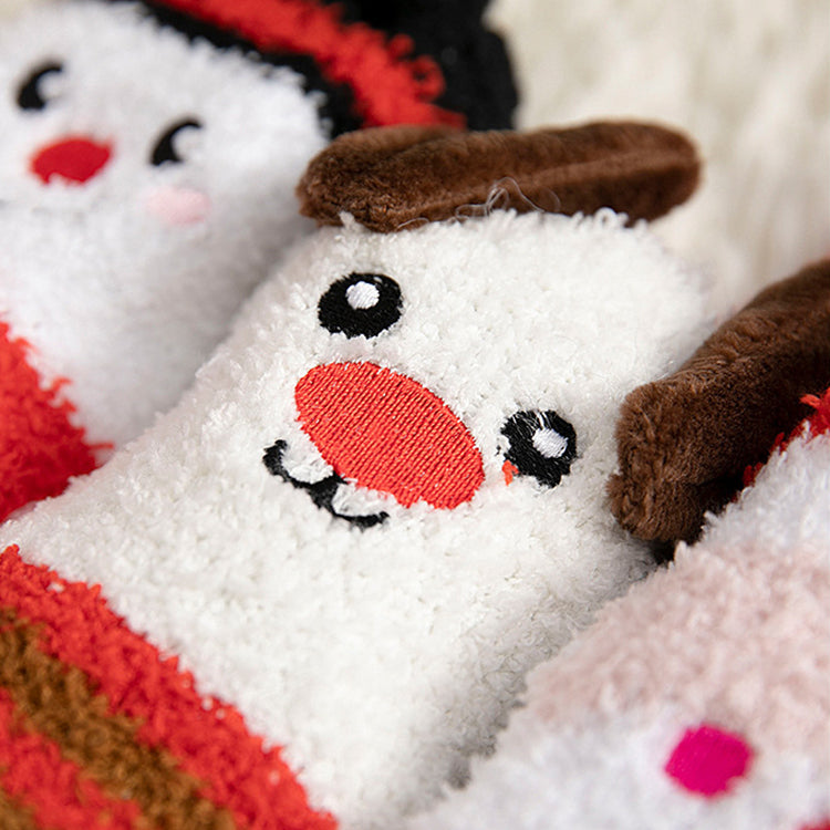 Kids fluffy reindeer Christmas socks