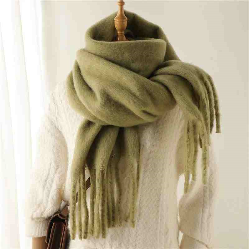 Mustard thick fluffy winter scarf