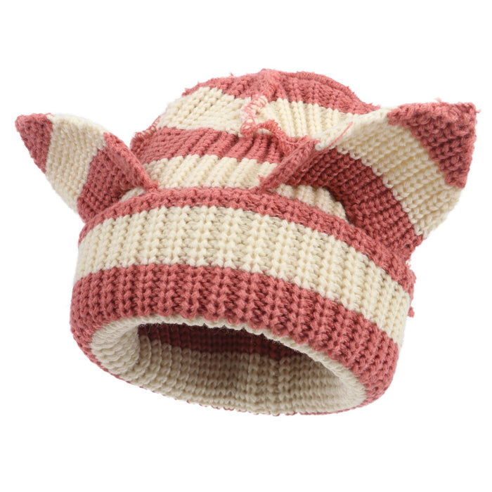 Warmfell Chunky Cat Ear Beanie in Thick Rib Knit