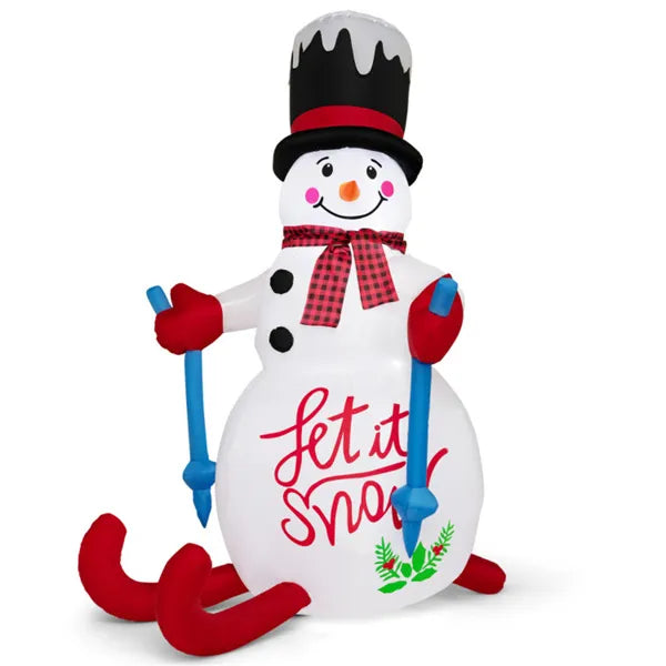 Warmfell 6ft Inflatable Skiing Snowman with Top Hat