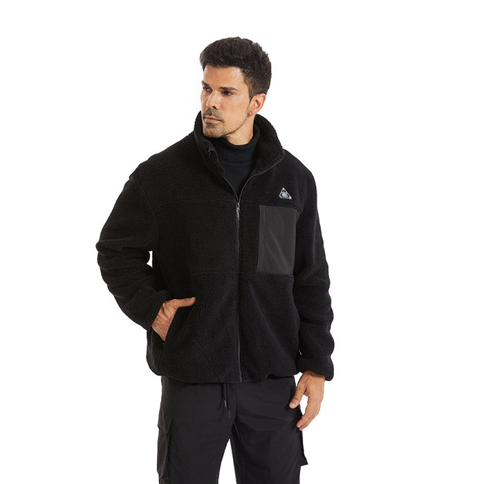 Warmfell Men's Heated Sherpa Fleece Jacket with 4 Heating Zones