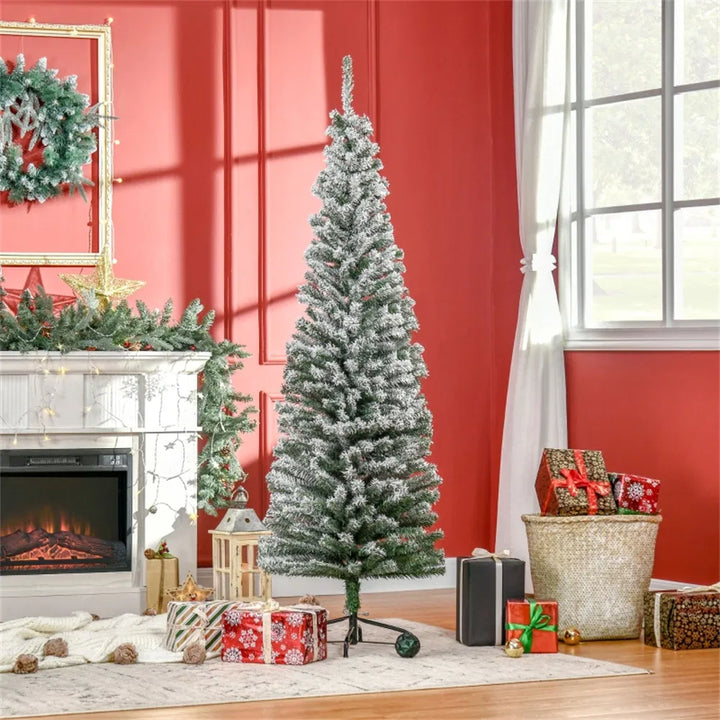 Snow-flocked slim tree, 6ft, unlit