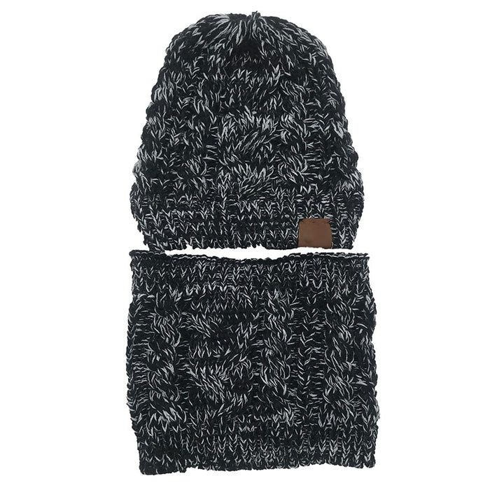 Warmfell Knitted hat and snood set for women with ponytail opening