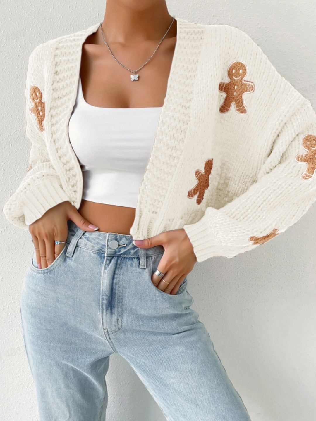 Gingerbread Man V-Neck Knitted Christmas Jumper