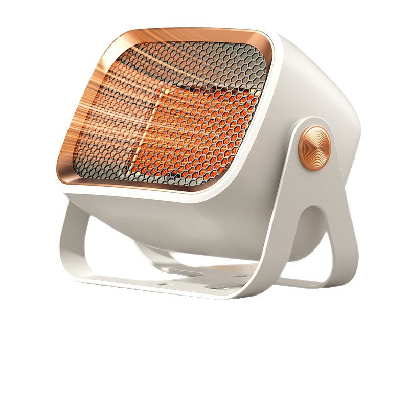 White compact desk fan heater with tilting head