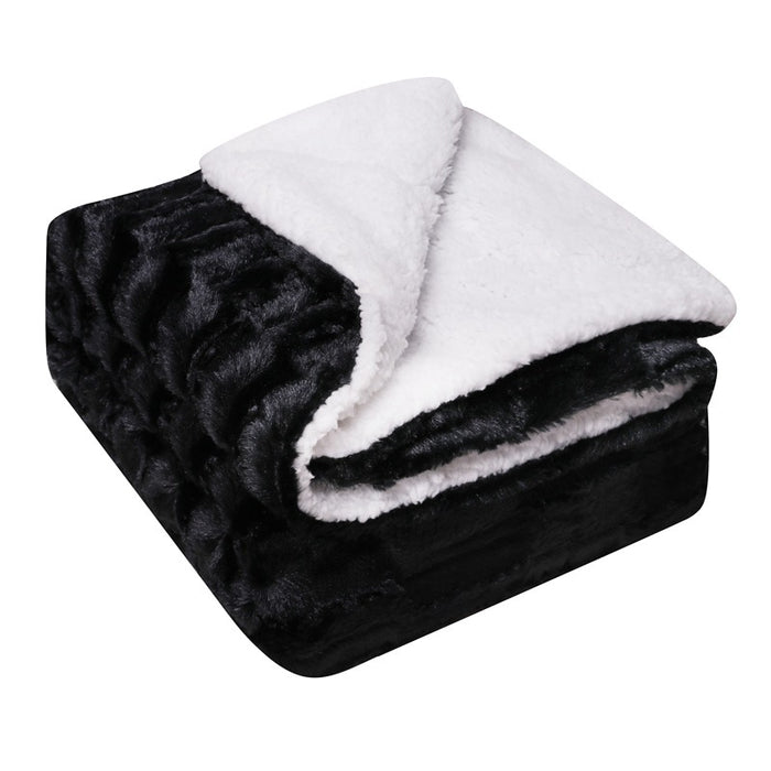 Warmfell Thick sherpa blanket with fluffy lamb-style reverse