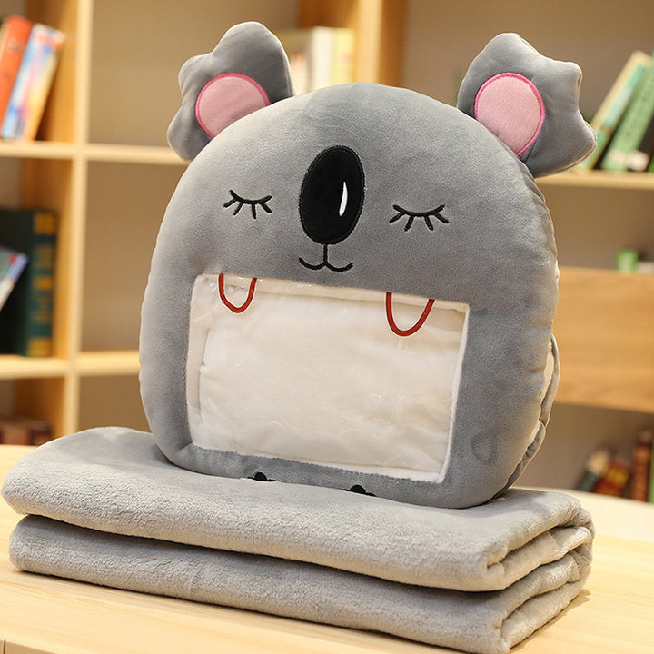 Plush Animal Hand Warmer Pillow With Blanket Inside