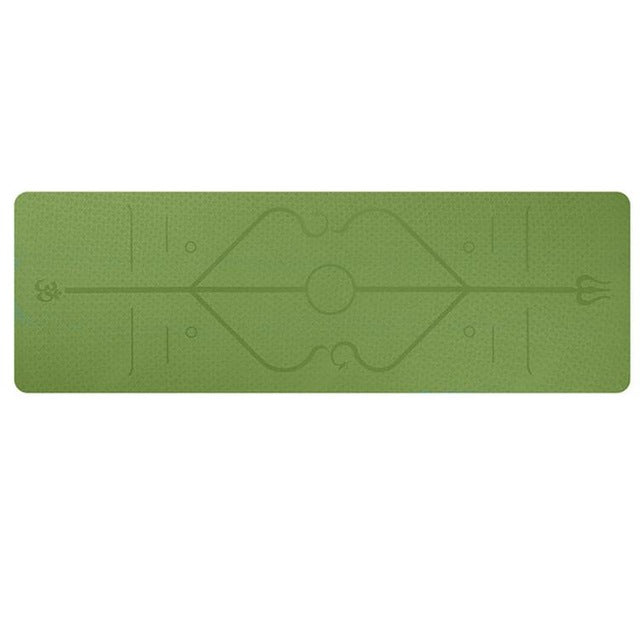 Non-slip yoga mat with alignment lines