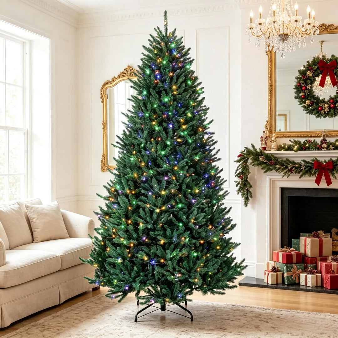Large full Christmas tree lit warm white