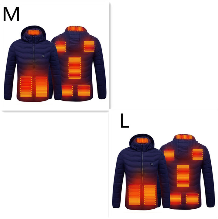 USB Heated Jacket With Hood And 8 Heating Zones, Two-Piece Pack