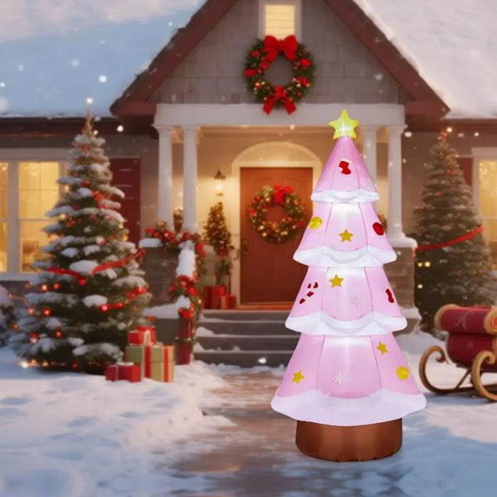 Warmfell Giant Inflatable Pink Christmas Tree with Lights