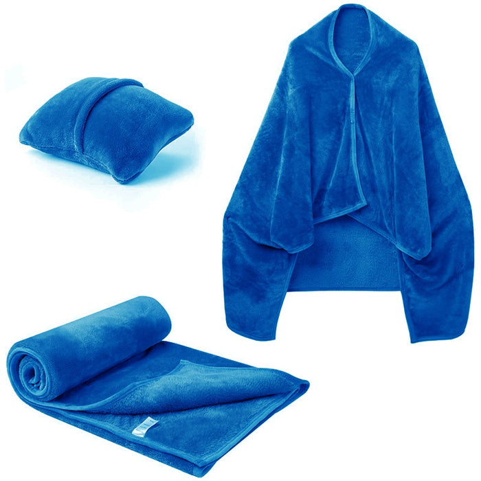 Warmfell 3-in-1 Fleece Blanket Shawl that Folds into a Cushion