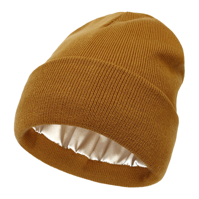 Warmfell Satin Lined Cuffed Beanie for Smooth Hair
