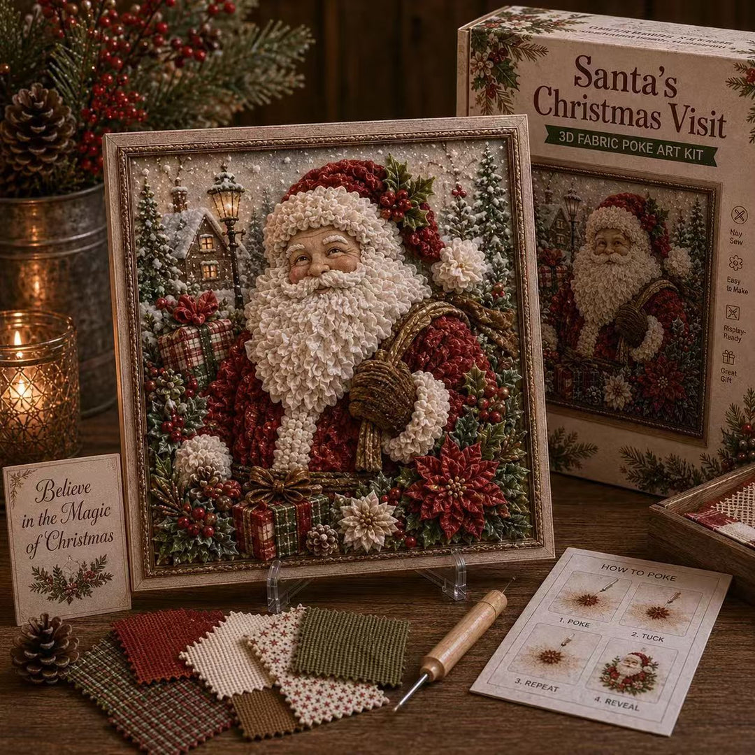 3D fabric poke art Christmas picture in frame