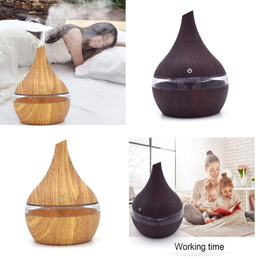 Wood Grain Essential Oil Diffuser – Ultrasonic LED Humidifier