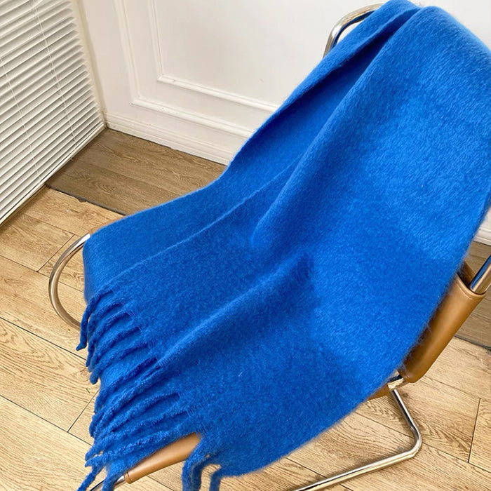 Warmfell Extra Long Fluffy Mohair Feel Scarf with Tassels