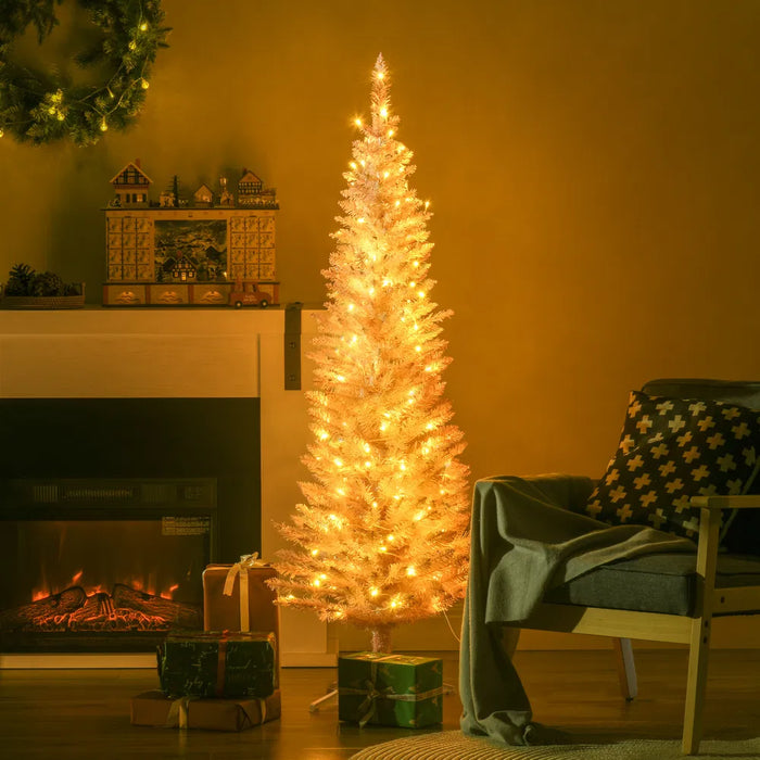 Warmfell Pink Pre-Lit Pencil Christmas Tree with Warm LEDs