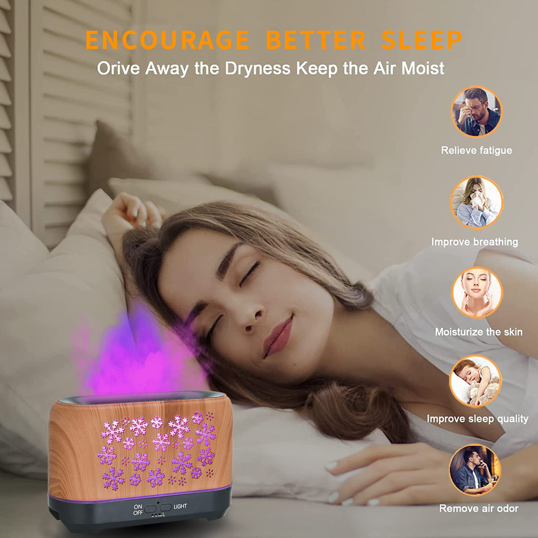 Christmas Snowflake Humidifier With 7 Colour Flame Effect
