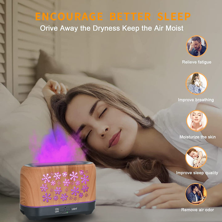 Christmas Snowflake Humidifier With 7 Colour Flame Effect