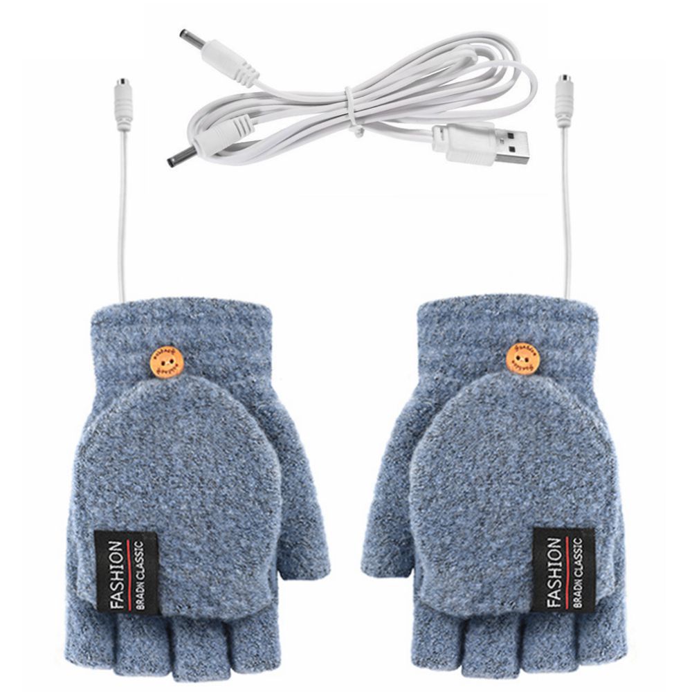USB Heated Half Finger Gloves With Double-Sided Heating