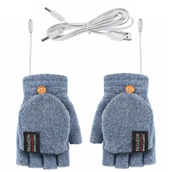 USB Heated Half Finger Gloves With Double-Sided Heating