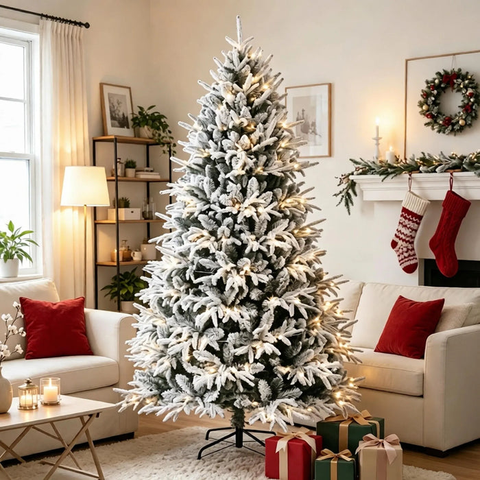 Warmfell Snow-Flocked Christmas Tree with 2679 Tips and 350 LEDs