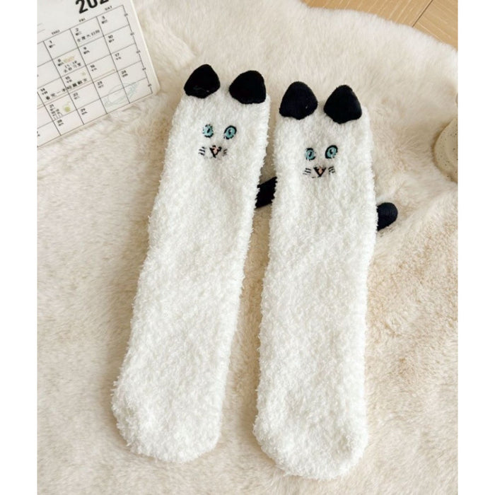 Warmfell Fleece Cat Socks with 3D Ears and Tail