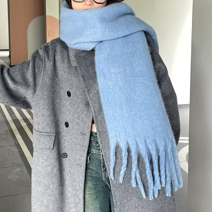 Warmfell Oversized Fluffy Scarf with Long Tassels