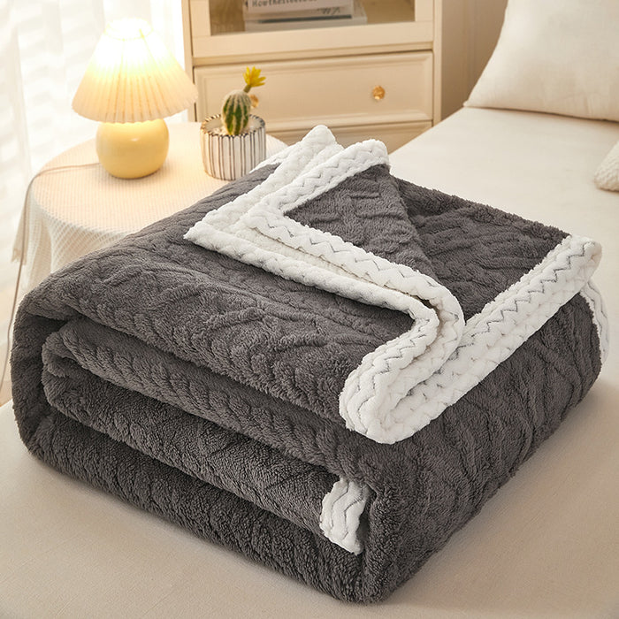 Warmfell Double-Layer Coral Fleece Blanket with Sherpa Reverse