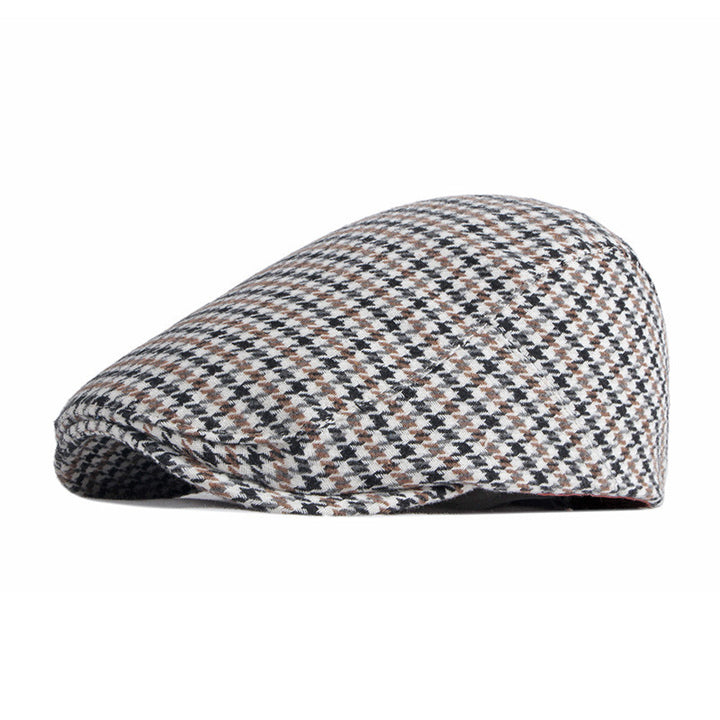 Houndstooth flat cap with adjustable fit
